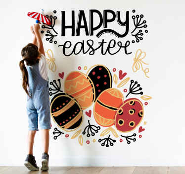 Orange and black Easter eggs wall sticker - TenStickers