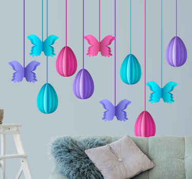 Butterfly Easter Egg Drop wall sticker - TenStickers