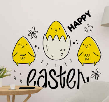 Happy Easter cute chicks wall sticker - TenStickers