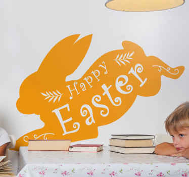 Happy Easter silhouette wall decal - TenStickers