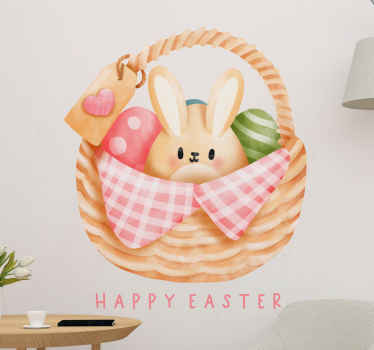 Happy Easter basket wall sticker - TenStickers