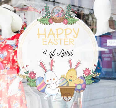 Happy Easter with date window sticker - TenStickers