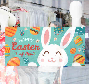 Happy Easter banner window decal - TenStickers
