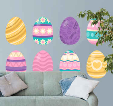 Different easter eggs wall sticker - TenStickers