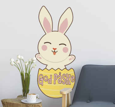 Påskehare i gult eggveggklistremerke - Tenstickers