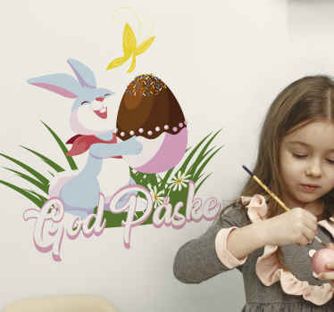 Påskehare som holder sjokoladeegg sticker - Tenstickers