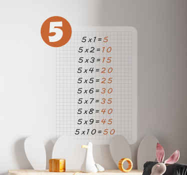 Multiplication table five educational sticker - TenStickers