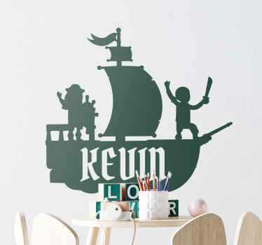 Piratska ladja z nalepko z ilustracijskim imenom - TenStickers