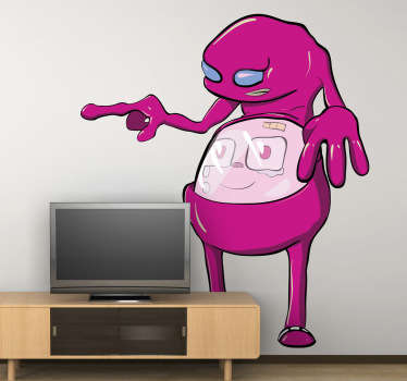 Pink Alien Wall Sticker - TenStickers