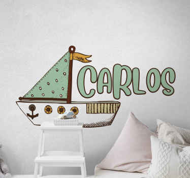 Isimli çocuk korsan gemisi çıkartması - TenStickers