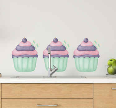 Purple cupcakes food  decal - TenStickers