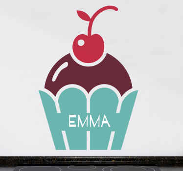 Cupcake s menom textový samolepka na stenu - Tenstickers
