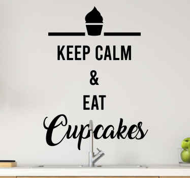 Pysy rauhallisena ja syö vuokaleivoksia muut tekstit seinätarra - Tenstickers