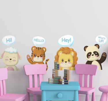αυτοκόλλητο γλυκά ζώα με κείμενα παιδικής κρεβατοκάμαρας - TenStickers