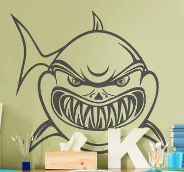 Monocolor angry shark fish sticker - TenStickers