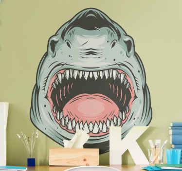 Black and white shark fish decal - TenStickers