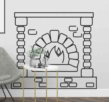 Aufkleber visuelle Effekte gezeichneter Kamin - TenStickers