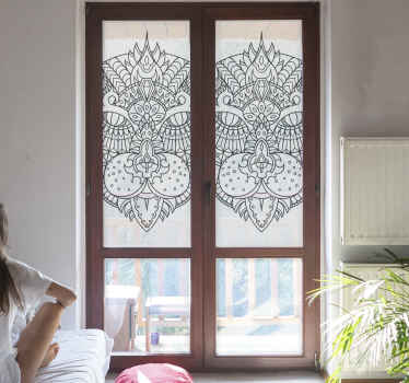 Cat illustration mandala window film - TenStickers