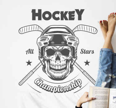 Hockey player skull window decal - TenStickers