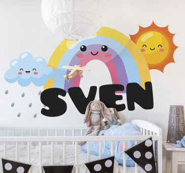 Vinilo ilustración Arco iris sonriente y texto - TenVinilo