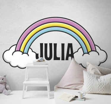 Rainbow personalized name with rainbows sticker - TenStickers