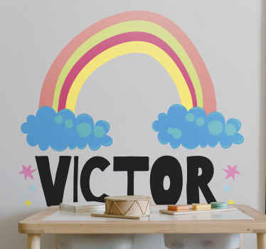 Rainbow doodle personalized name sticker - TenStickers