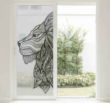 decorative mandala lion head window film - TenStickers