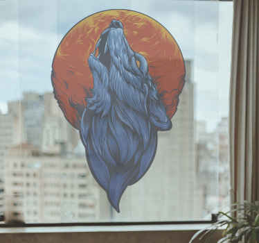 Blue wolf head window decal - TenStickers