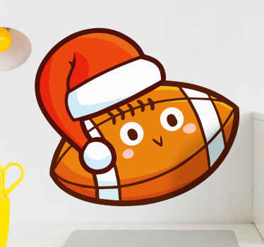 Funny rugby ball Christmas rugby wall sticker - TenStickers
