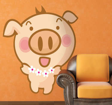 Adesivo bambini porcellino hawaiano - TenStickers