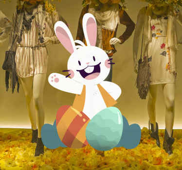 Sticker vitrine dessin de lapin pour pâques - TenStickers