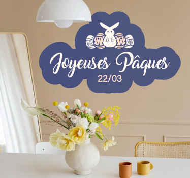 Sticker vitrine joyeuses pâques en français - TenStickers