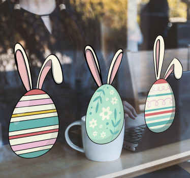 Vitrophanie 3 conception de lapin pour pâques - TenStickers