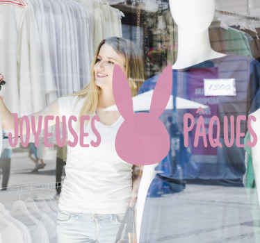 Vitrophanie Oreilles de lapin rose pour pâques - TenStickers