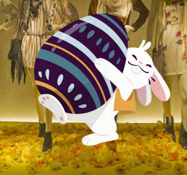 Vitrophanie Joyeuses pâques lapin - TenStickers