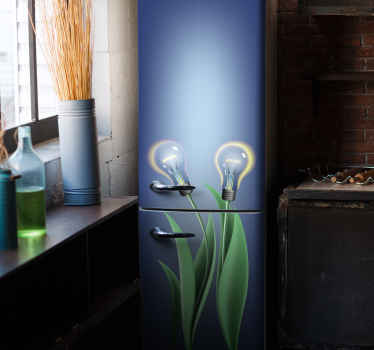 Sticker frigo trompe l'oeil ampoules illuminées en vinyle - TenStickers