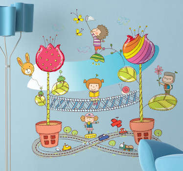 Vinil decorativo infantil crianças a brincar - TenStickers
