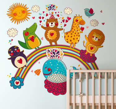 儿童动物聚会墙贴 - TenStickers