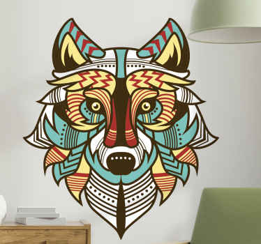Animal wall decor colorful wolf head - TenStickers