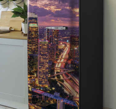 Sticker frigo trompe l'oeil toits de los angeles - TenStickers