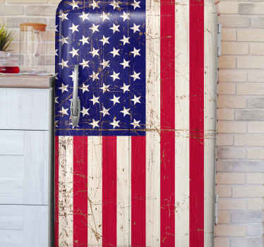 Wooden USA flag fridge sticker - TenStickers