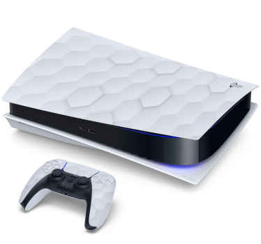 White hexagons PS5 sticker - TenStickers