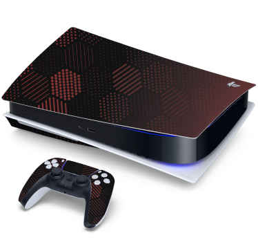 Red Hexagon fade PS5 decal - TenStickers