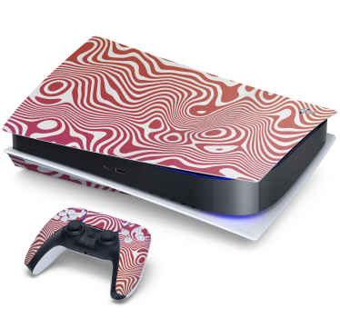Wavy red patterns PS5 skin - TenStickers