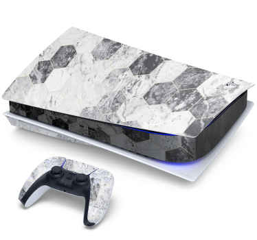 Hexagon marble PS5 sticker - TenStickers