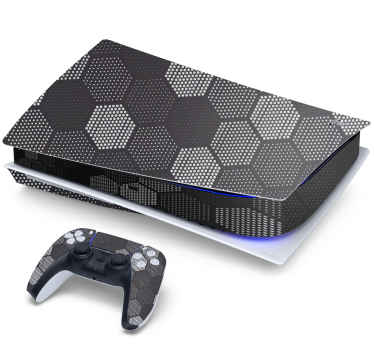 Black pixel hexagons PS5 sticker - TenStickers