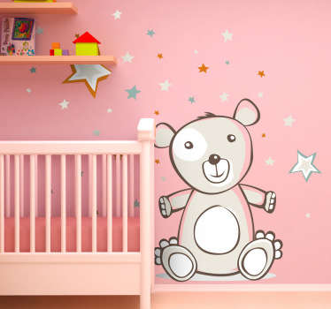 Vinilo infantil oso peluche y estrellas - TenVinilo