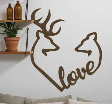 Love deer and stag love decal - TenStickers