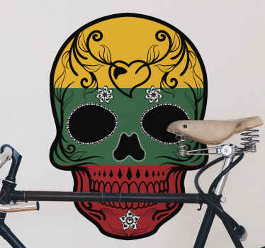 Lietuvos vėliavos kaukolės sienos lipdukas - „Tenstickers“