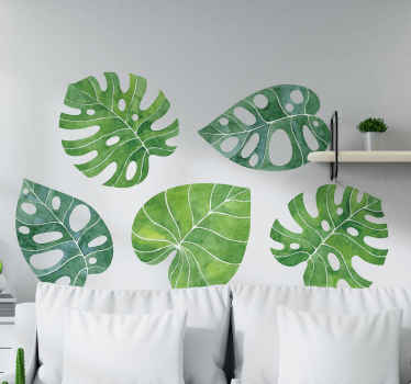 Leaf watercolour variety plant wall sticker - TenStickers
